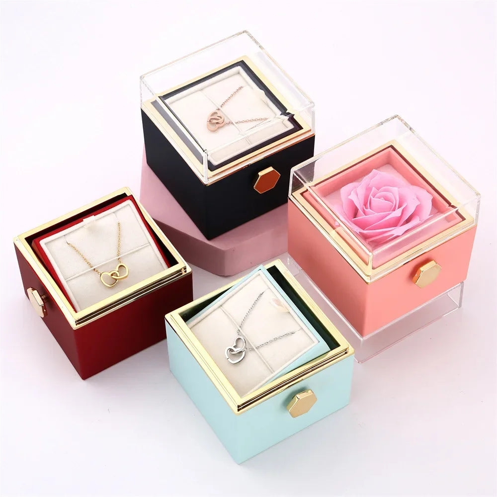 Eternal Rose Box With Engraved Necklace